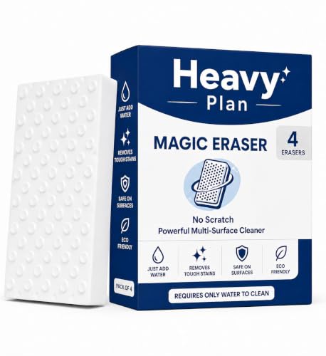 Image of Magic Eraser Sponge Pack of 4 | No Scratch Melamine Cleaning Sponge | Removes Tough Stains with Just Water | Multi Surface Cleaner for Walls, Kitchen, Bathroom, Shoes & Switch Boards