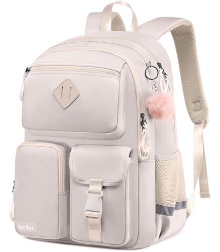 Image of School Backpack for Teen Girls, Cute College Backpacks for Kids Students | Bookbag Fit 15.6 Inch Laptop Bag, Primary Middle School Backpacks, Beige