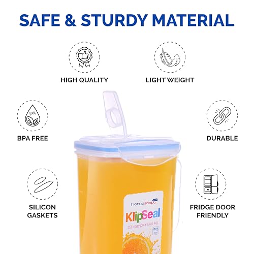 Homeshopa 2 Pack 1.5L Fridge Door Water Pitcher with Handle, BPA Free Plastic Pitcher with Flip Top Lid - Image 2