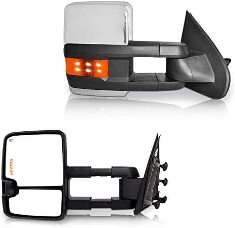 Perfit Zone TOWING MIRROR Replacement Fit For SILVERADO SIERRA 14-ON With Power Heated Smoke Signal Light Pair Set
