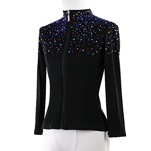 Women's Girls 'black Ice Figure Skating Jacket Rok Top Sportswear Stretch Stoffen Trainingskleding Met Gekleurde… - Image 4