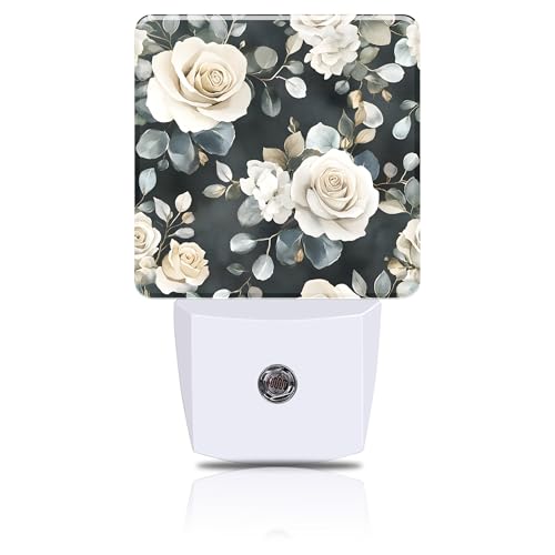 FOISIIAEA Night Light Vintage Rose Flower Night Lights Plug into Wall Smart Dusk to Dawn Sensor 0.5W Energy Efficient Led Lamp for Men Women Bedroom Bathroom Hallway Stairway Decor -  S1N2L4-XIAO1-A1F027