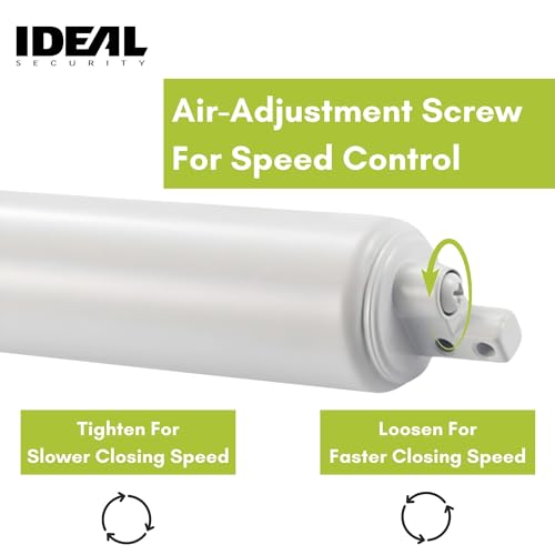 Ideal Security Model 1730 Heavy Duty Pneumatic Screen and Storm Door Closer Replacement, 10.5" L x 1.5" W x 1.5" H, Adjustable Speed, Smooth Closing for Heavy Doors, Easy Install, White by Ideal Security - Image 4