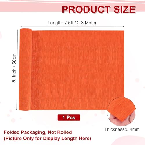 Image of MECCANIXITY Crepe Paper Roll 7.5ft Long 20 Inch Wide for Wedding Ceremony Various Large Festivals Decoration, Orange