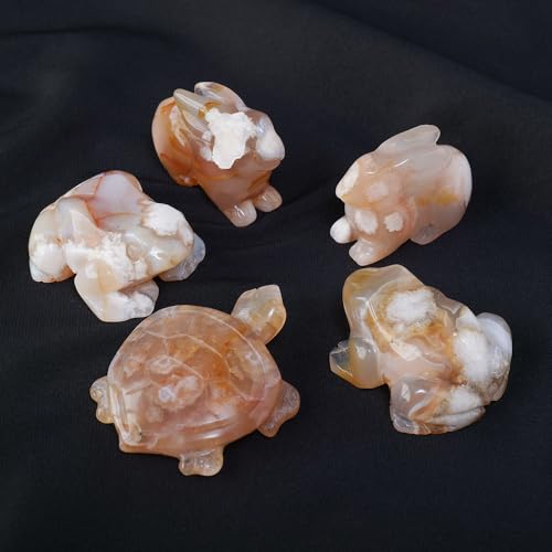 Pierre précieuse sculptée agate cerise lapin pour collection