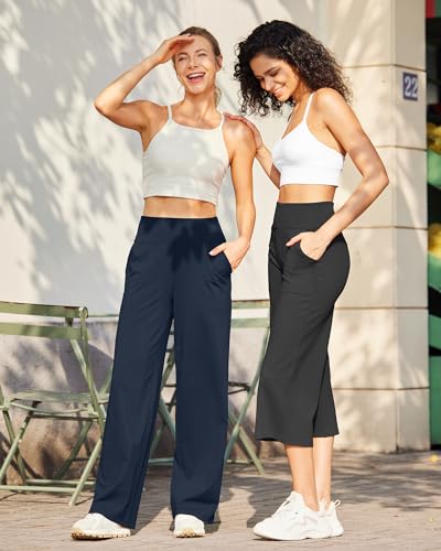 Image of G4Free EverGoing Yoga Pants Women Wide Leg Pants with Pockets High Waist Stretch Dress Casual Sweatpants Petite /Regular /Tall