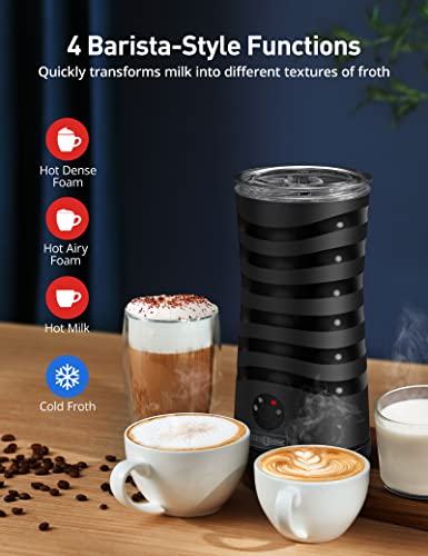 Image of Milk Frother, Paris Rhone 4-in-1 Milk Steamer and Frother, Hot & Cold Foam Milk Warmer with Temperature Control, Auto Shut-Off Frothers for Coffee, Latte, Cappuccino, Macchiato