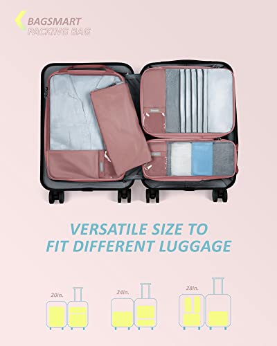 Image of Compression Packing Cubes for Suitcases, BAGSMART 4 Set Travel Organizer Cubes for Travel Essentials, Expandable Luggage Suitcase Organizer Bags Set, Lightweight Packing Organizers as Travel Accessories for Women / Men