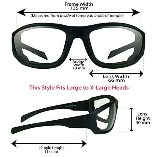 Bikershades Motorcycle Safety Glasses Foam Padded For Larger Head Sizes #TOP1