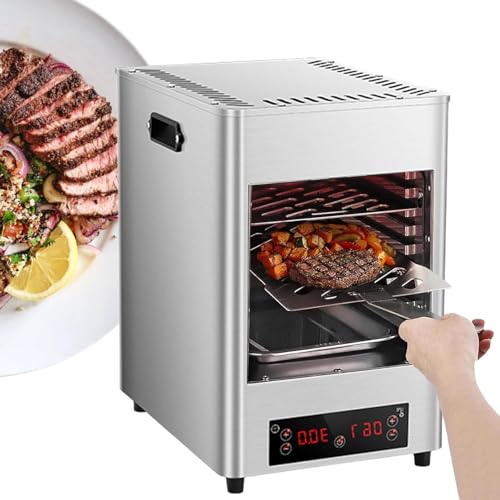YGFBLSZ Horno Comercial de encimera con Parrilla de 8 Capas, Temperatura máxima de 800 °C, 8 velocidades de Temperatura, Temporizador de 30 Minutos y precalentamiento rápido de 5,Silver