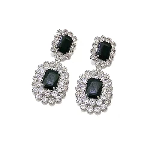Asphire Vintage Geometric Rhinestone Drop Dangle Earrings Black Gemstone Earrings Elegant Long Statement Earrings for Women Wedding Prom Ball Jewelry2