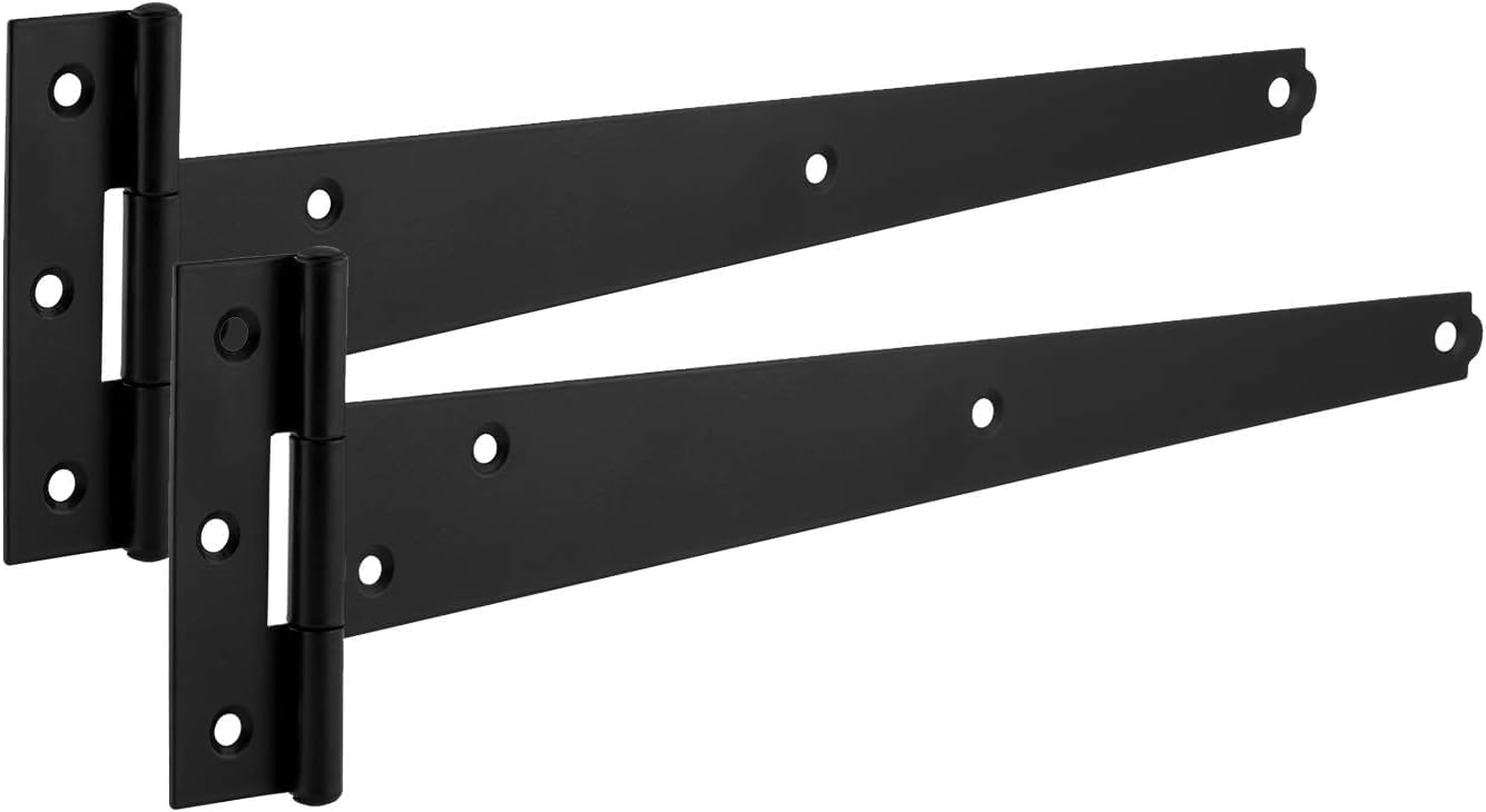 Tw Wholesale & Superstore Black Tw Wholesale 2 Pack T-Hinge Metal Tee Hinges Weather Resistant Epoxy Carbon Steel Pair Ideal For Internal And External Use On Shed Doors, Gates And Barn Doors (200Mm Tee Hinges (Black))