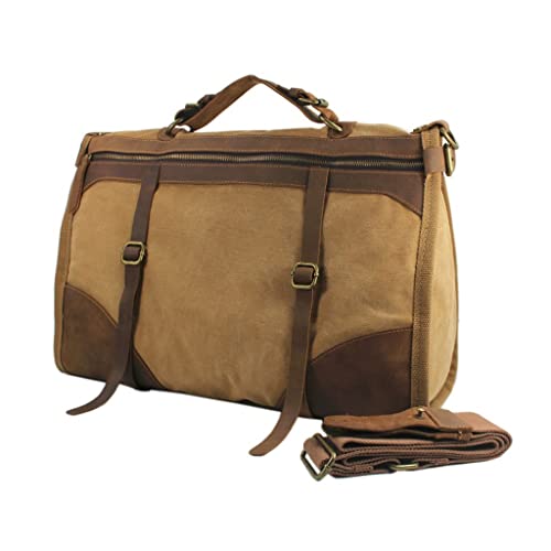 Wyfdp Vintage Retro Military Canvas + Leather Men Travel Bags Luggage Bags Men Weekend Bag Overnight Duffle Bags Tote Leisure (Color : A) #TOP2