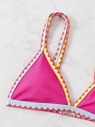 SOLY HUX Women's Triangle Bikini Top Spaghetti Strap Sexy Swimsuit Top Only3