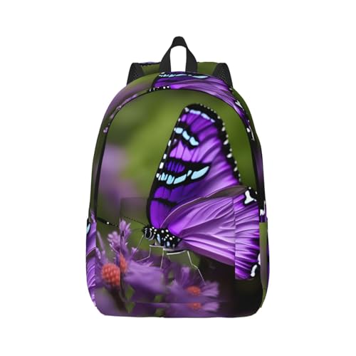 Sac à dos de voyage avec imprimé papillon violet pour randonnée et extérieur adulte
