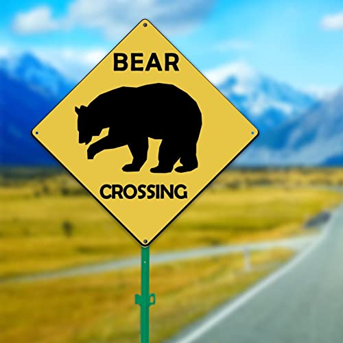 Panneau Caution Beware of Bear Crossing Zone rustique extérieur