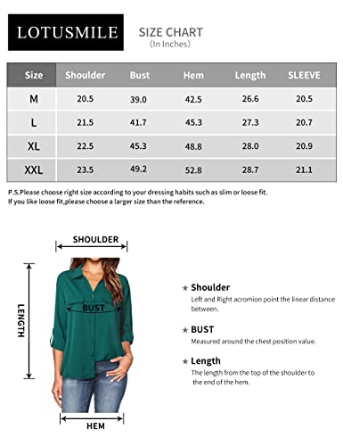 Lotusmile Blouses For Women Business Casual Women's Classic Blouses & Button-Down Shirts For Work 3/4 Sleeve Shirts For Women Dressy Casual Summer Loose Fit Comfy Elegant Chiffon Tops For Work L #TOP5