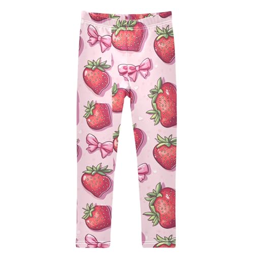 Hand Drawn Red Strawberry Girls Leggings Kids Yoga Pants Dance Active Tights 4T