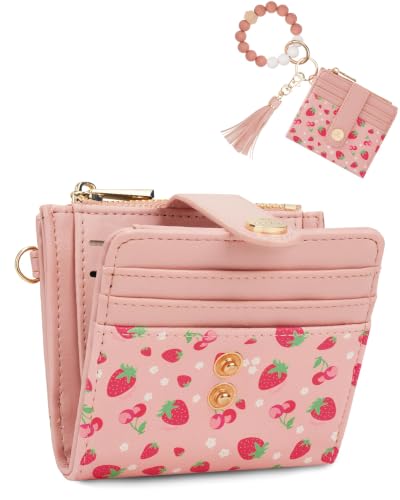 Image of Wristlet Wallets for Women,Keychain Wallet RFID Small Wallet | 10 Card Slots,2 ID Windows,Cash Compartment,Zipper Coin Pocket,Wrist Strap & Keychain,Shopping,Travel and Daily Use