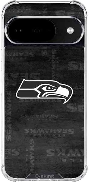 Skinit Clear Phone Case Compatible with Google Pixel 10 - Officially Licensed NFL Seattle Seahawks Black & White Design