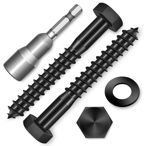 (8-Set) 1/2 x 3 Lag Screws, Stainless Steel Heavy Duty Hex Head Lag Bolts for Wood, Commercial/Industrial Grade 1/4 Bolts, Mounting Screws Bolts Kit, Black Oxided by Marysino