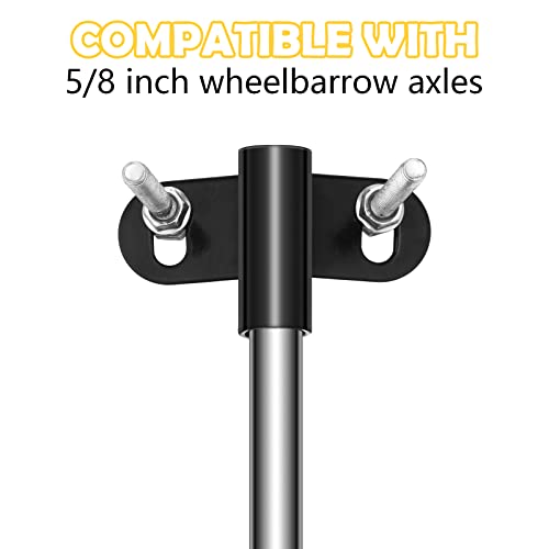 Jutom Wheelbarrow Axle Bracket Set Compatible with 5/8 Inch Wheelbarrow Axles 10 x 0.63 Inch Heavy Duty Wheelbarrow Shaft 4 Pcs 2.1 x 3.3 Inch Bracket and Bolts Nuts Replacement Wheels Parts - Thumbnail 4