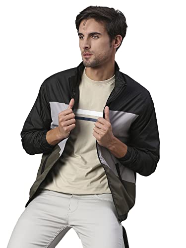 Image of Dennis Lingo Polyester Regular Fit Full Sleeves Men's Color Block Shell Jacket with 2 Pockets - Lightweight Casual Winterwear for Men