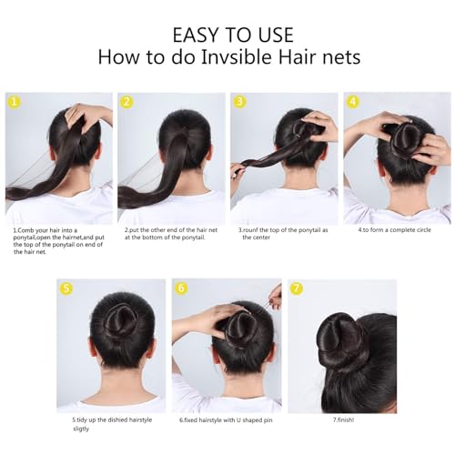 image for Zonon 50Pcs Bun Hair Nets & 40Pcs U Shaped Pins for Ballet, Invisible 