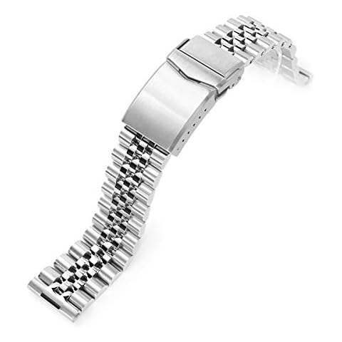 MiLTAT 20mm Super-J Louis 316L Stainless Steel Watch Bracelet Straight End, V-Clasp Brushed Cover