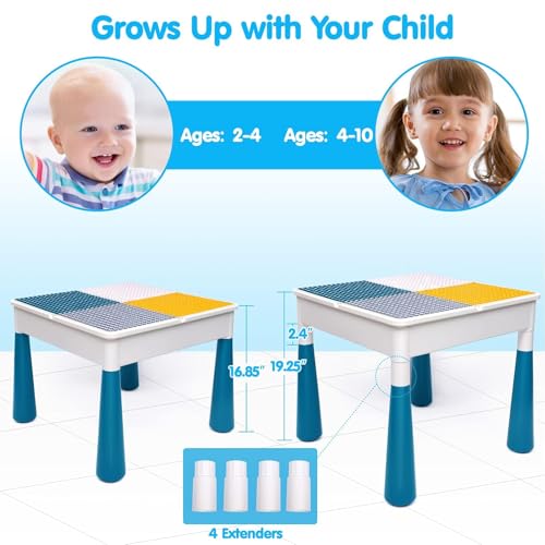 ocato kids activity table toddlers kids table and chair set with 152pcs large marble run building blocks all-in-one kids play table water table sand table stem toys for boys girls 2 3 4 5-10 year old