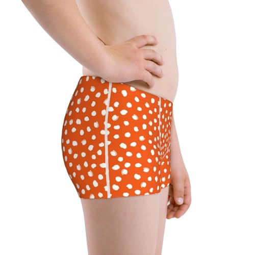 Boys' Cotton Boxer Brief Soft Underwear-Dots On Orange Background2