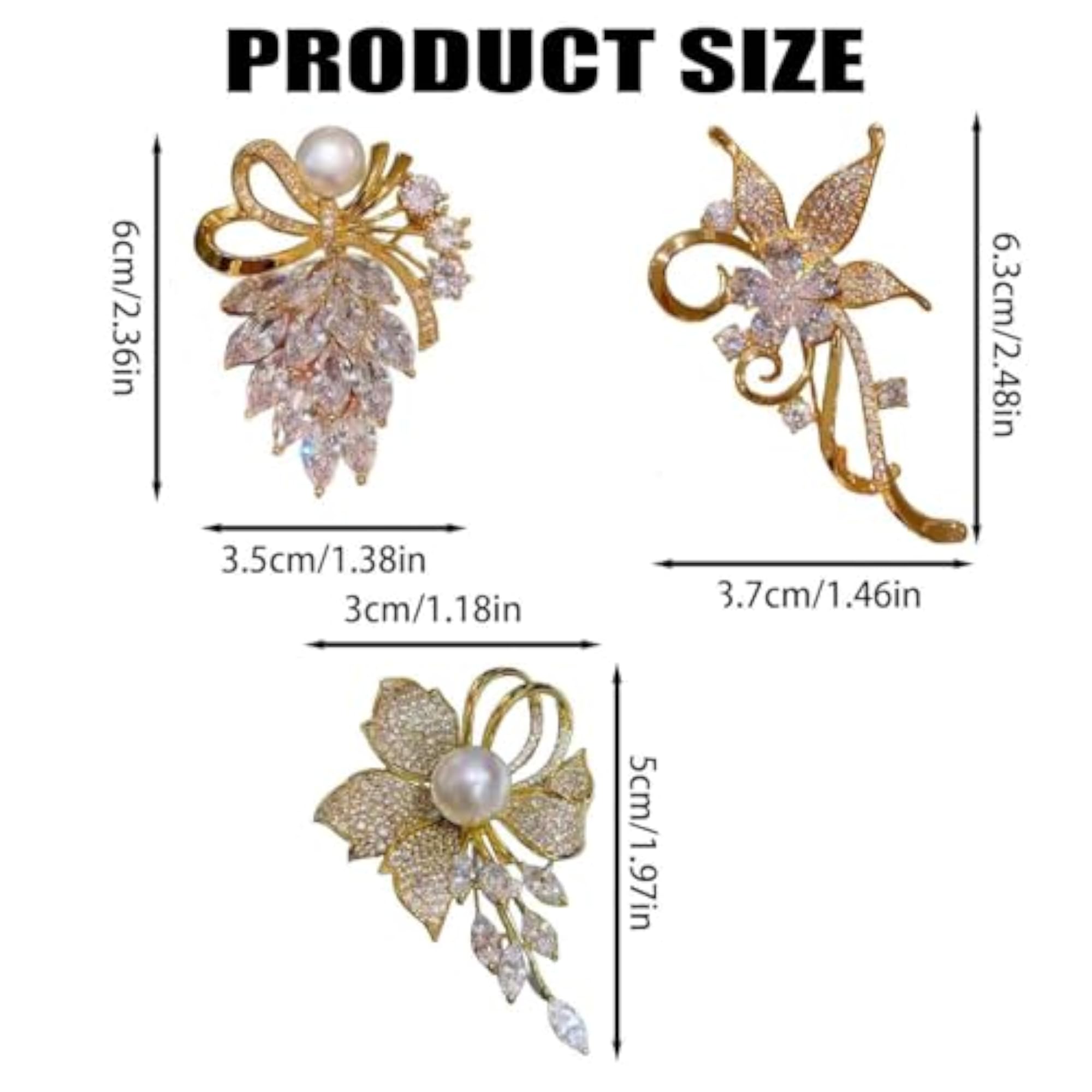 3 PCS Flower Enamel Brooch Pin Set for Saree, Leaf & Vine Design
