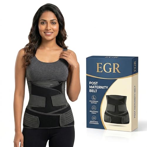 Image of EGR Postpartum Belt After Delivery - Maternity Belt After Delivery C Section Support | 3 in 1 Pregnancy Belts After Delivery for Tummy & Waist Recovery | Adjustable Abdominal Binder for Women (Black)