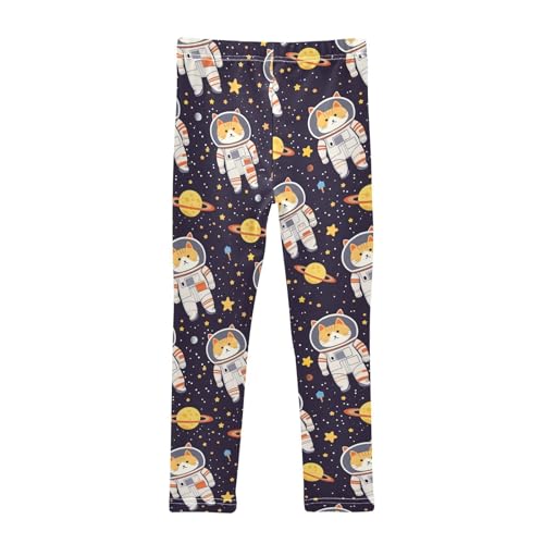 Funny Cat Girls' Leggings Toddler Doodles Space Kids Yoga Pants Dance Active Tights 4T2