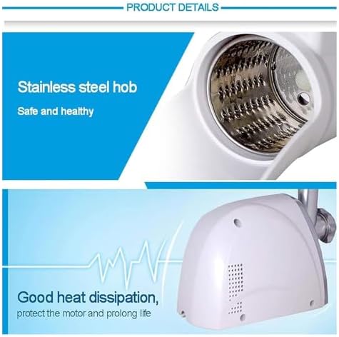 Electric Cheese Grater - Rotary Shredder Machine with 3 Stainless Steel Blades, Multi-Functional Vegetable Slicer for Quick Shredding - 1min/500g