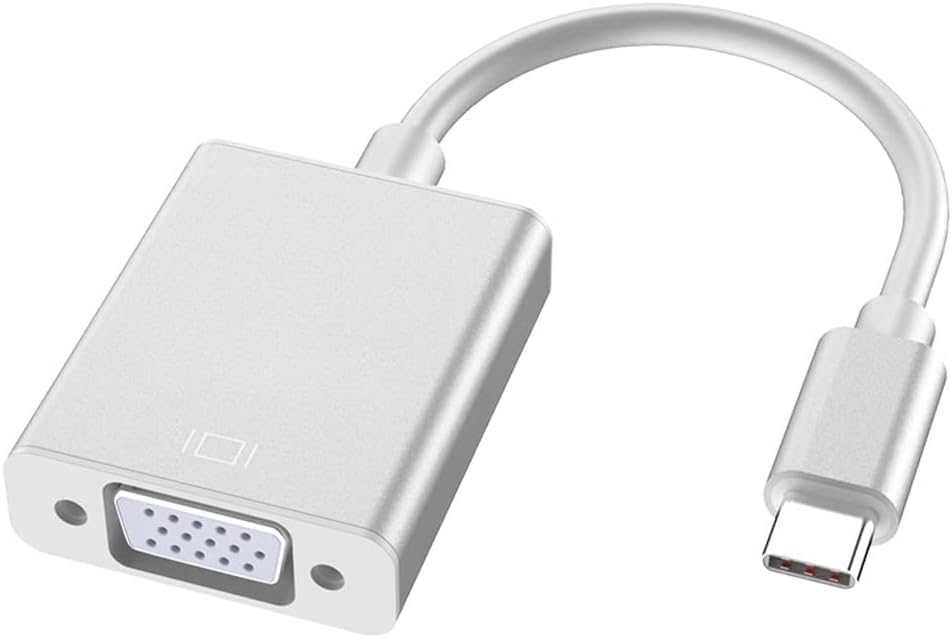 USB-C to VGA Adapter, USB 3.1 Type C (Thunderbolt 3) to VGA Converter Compatible with MacBook Pro, MacBook Air 2018, Dell XPS 13/15, Surface Book 2 and More (Silver)