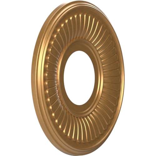 Image of Ekena Millwork CMP10BEBGL Berkshire Thermoformed PVC Ceiling Medallion (Fits Canopies up to 4 1 /2 inch), 10 inchOD x 3 1 /2 inchID x 3 /4 inchP, Bright Coat Gold