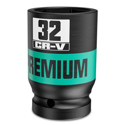 3/4" Drive 6 Point Impact Socket, 32mm Deep Socket, Metric, CR-V, Automotive Maintenance Machinery Manufacturing