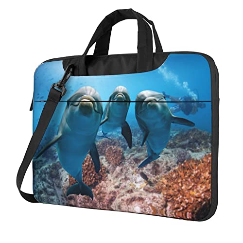 Sacoche à bandoulière pour ordinateur portable 15.6 inch dauphin drôle