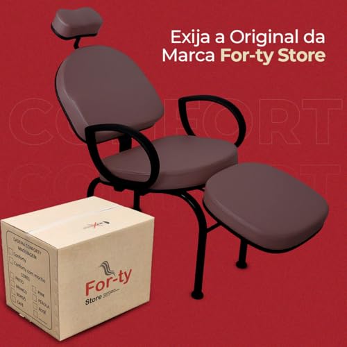 Cadeira Salão Maquiagem Estética Unhas Profissional For-ty (Estofado Café Facto Estrutura Preta)