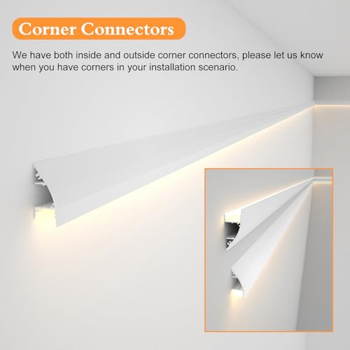 Corniche de plafond LED à diffusion indirecte avec profilé alu encastrable de 7 mètres - 8