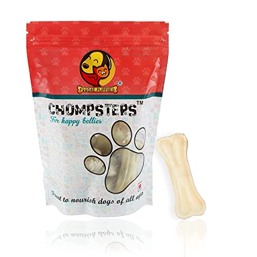 Foodie Puppies Chompsters Rawhide Pressed Bone Calcium Treat for Dogs – 3inch (6 Bones) | Suitable for Puppy and Small to Medium Dogs | Best Healthy Dog Bones to Clean Teeth and Freshen Breath