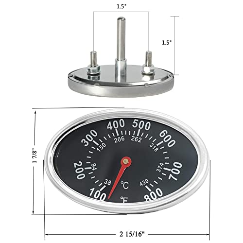Adviace Grill Replacement Parts for Home Depot Nexgrill 4 Burner 720-0830H, 720-0783E, 720-0830D, Stainless Steel 17 Inch Cooking Grill Grates and Lid Thermometer Gas Grill Heat Indicator.