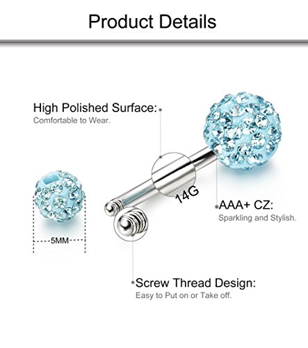 Fibo Steel 5 Pcs 14G Stainless Steel Belly Button Rings Navel Barbell Body Jewelry Piercing P #TOP2