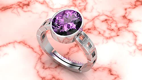 Bague améthyste naturelle et argent massif ajustable d'exception