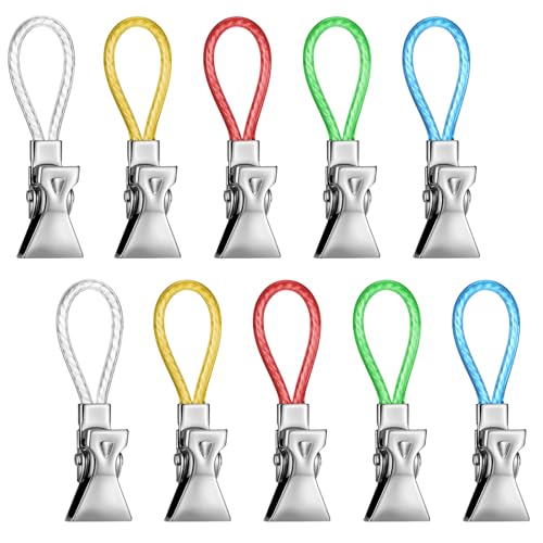 10 PCS Metal Hanging Towels Clip Tea Towel Clips Metal Hanging Towels Clip with Hanging Kitchen Towels Clip Multi-Color Kitchen Towel Hanging Clips for Home Kitchen Bathroom Cupboards Hanging Towels