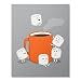 Cute Marshmallow Hot Chocolate Cannonball Art Print Funny Coffee Swimming Camping Splash Food Illustration Poster Home Decor 8 x 10 inches