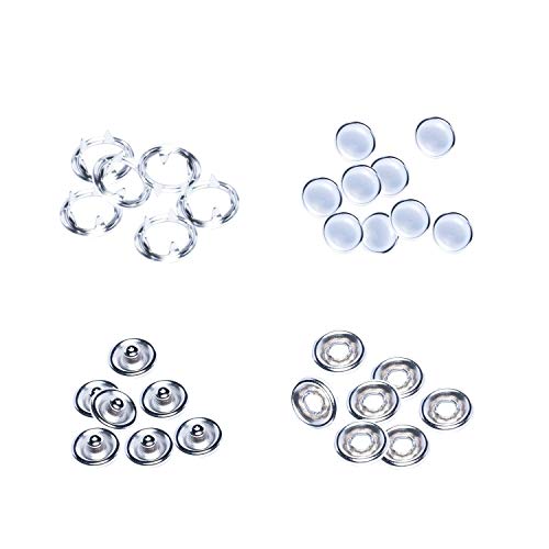 Trimming Shop 9.5mm Pearl Snap Fasteners Poppers Prong Ring Press Studs for Crafting Projects, Sewing Baby Bib, Custom Clothing, Babygrows DIY art crafts (Set of 50)