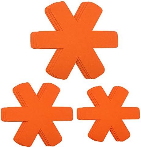 Amazon Com Pot Pan Pan Protectors 更大和更厚的平底鍋保護套 灰色 青色 橙色平底鍋保護套 3 種不同尺寸 12 個平底鍋分隔墊 用於保護和分離您的炊具 橘色 辦公用品