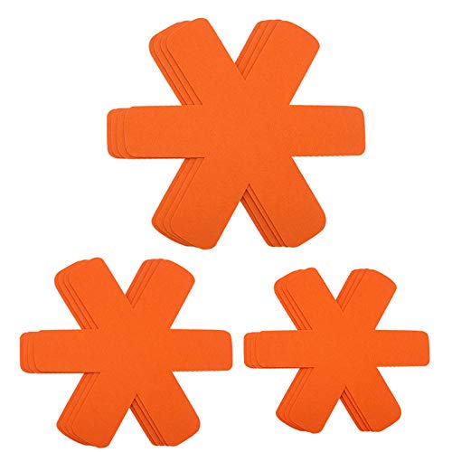 Pan Pot Protectors, Large & Thicker Pan Protector/Separators/Dividers Pads,3 Sizes, 12 Pcs, for Protecting and Separating Your Cookware(Orange)